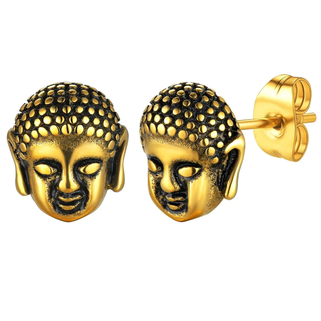 Ohrstecker Buddha-Kopf gold