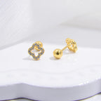 Ohrstecker Kleeblatt mit 4 Blättern Gold