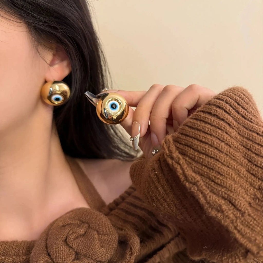 Vintage Ohrstecker gegen den bösen Blick Gold