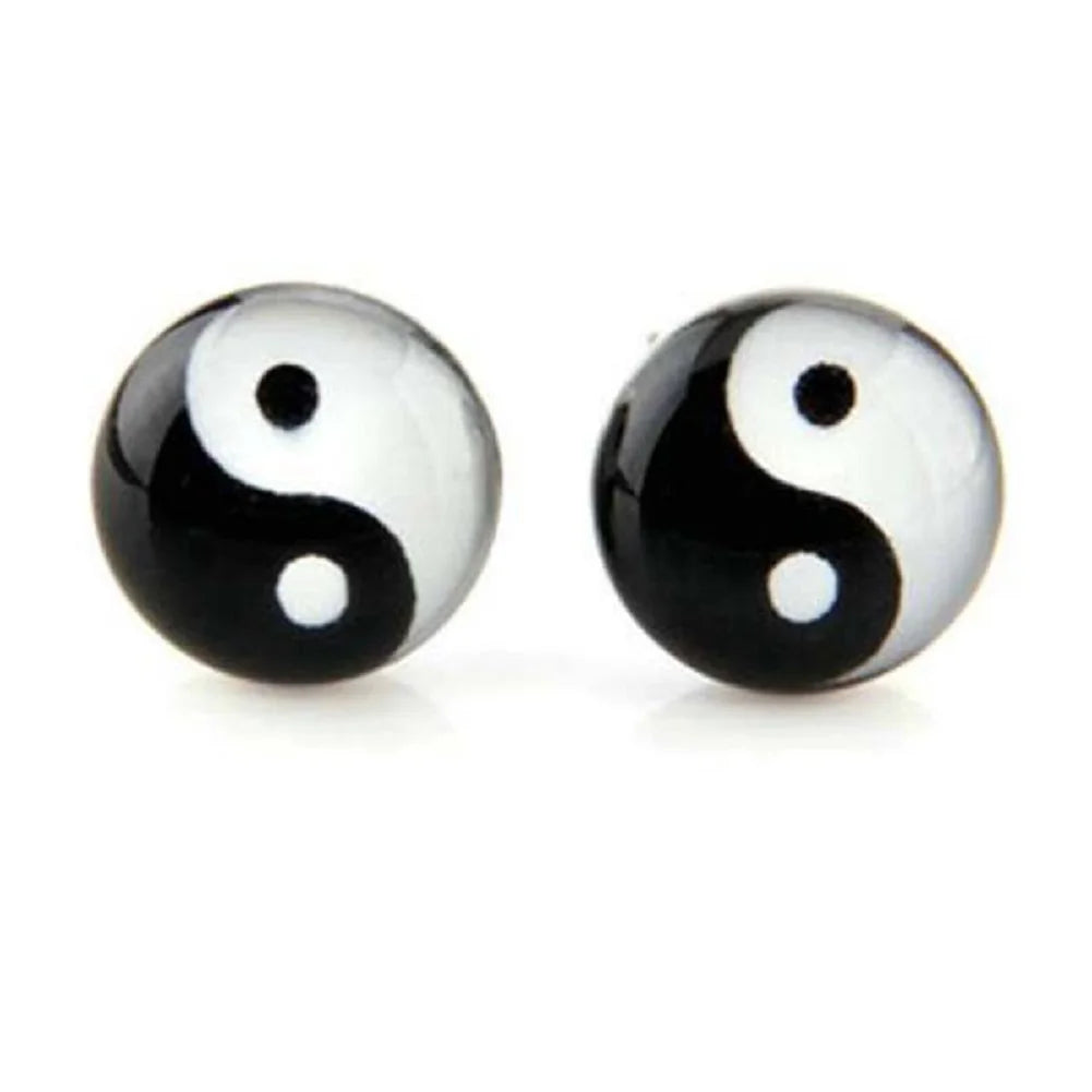 Ohrringe Stecker Yin Yang Schwarz und Weiß
