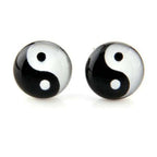 Ohrringe Stecker Yin Yang Schwarz und Weiß