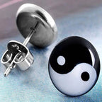 Ohrringe Stecker Yin Yang Schwarz und Weiß