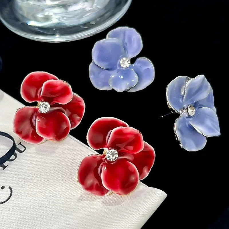 Ohrstecker Blume Vier Blütenblätter blau
