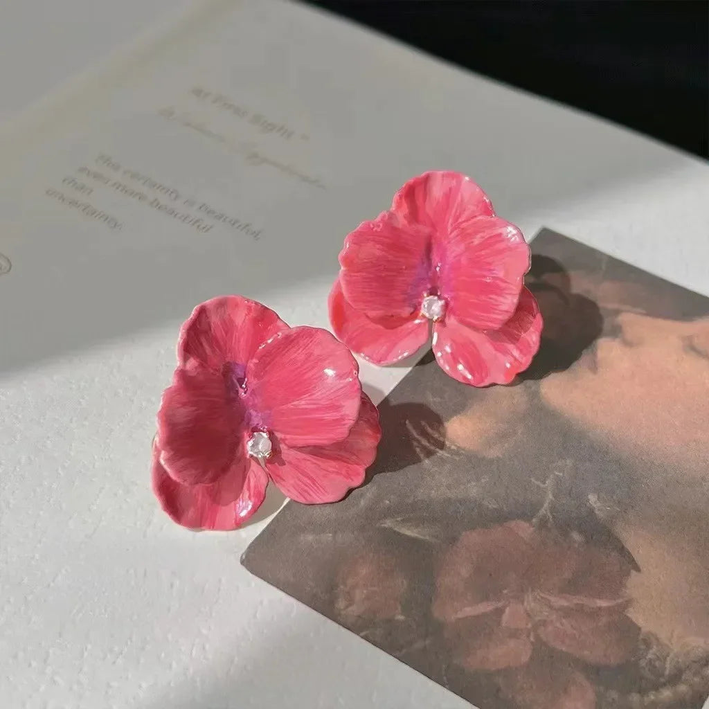 Ohrstecker Blume Vier Blütenblätter rot