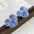 Ohrstecker Blume Vier Blütenblätter blau