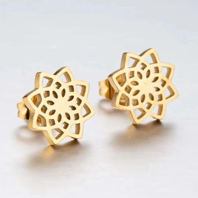 Mandala Ohrstecker für Damen in Gold