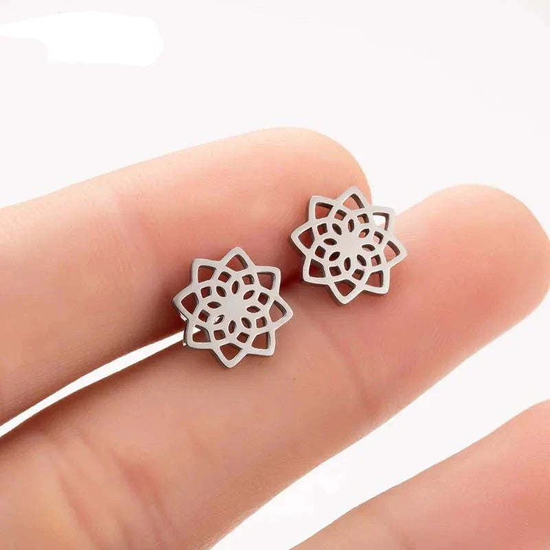 Mandala Ohrstecker für Damen in Silber