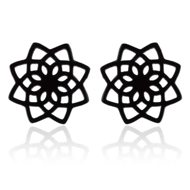 Mandala Ohrstecker für Damen in Schwarz