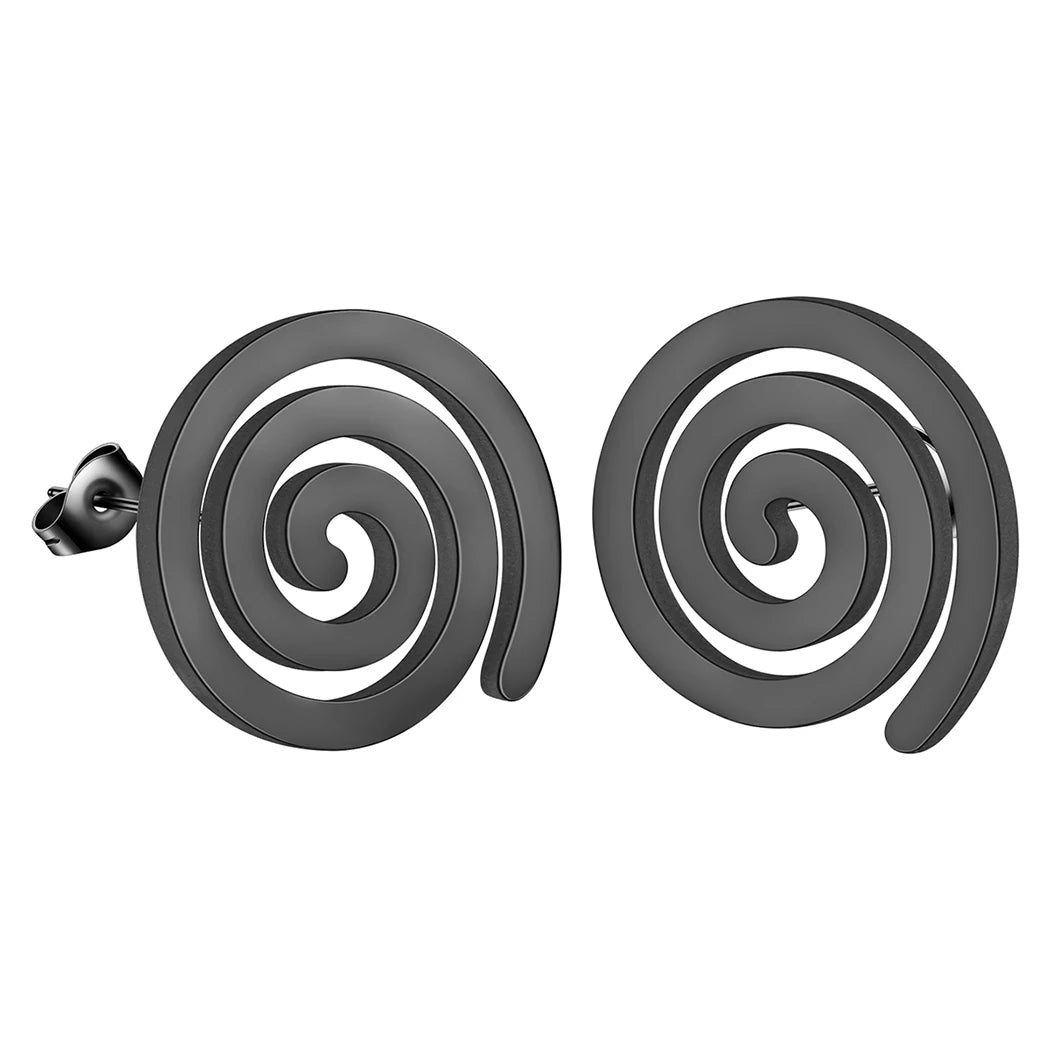 Ohrstecker Spirale Schwarz