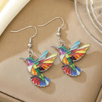 Boucles d'oreilles colibri arc-en-ciel