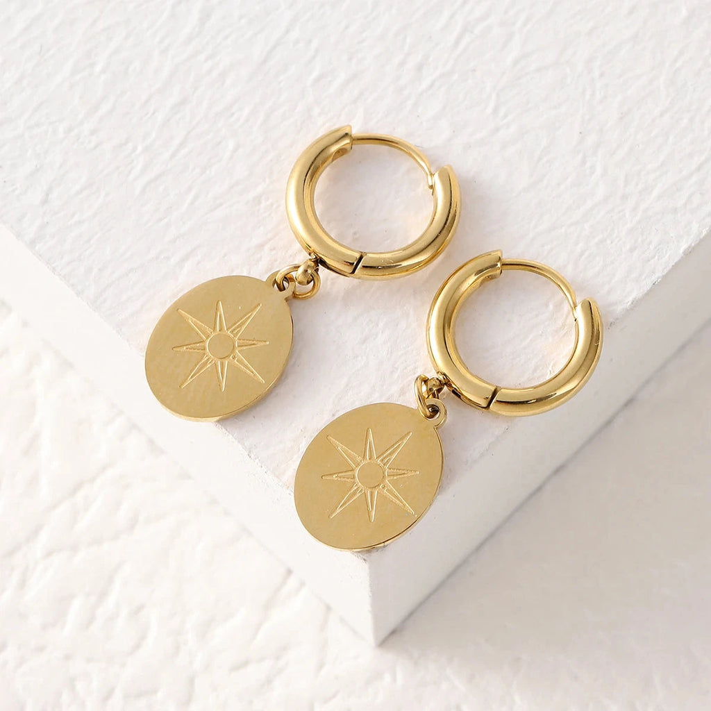 Hängende Kompass-Ohrringe Windrose