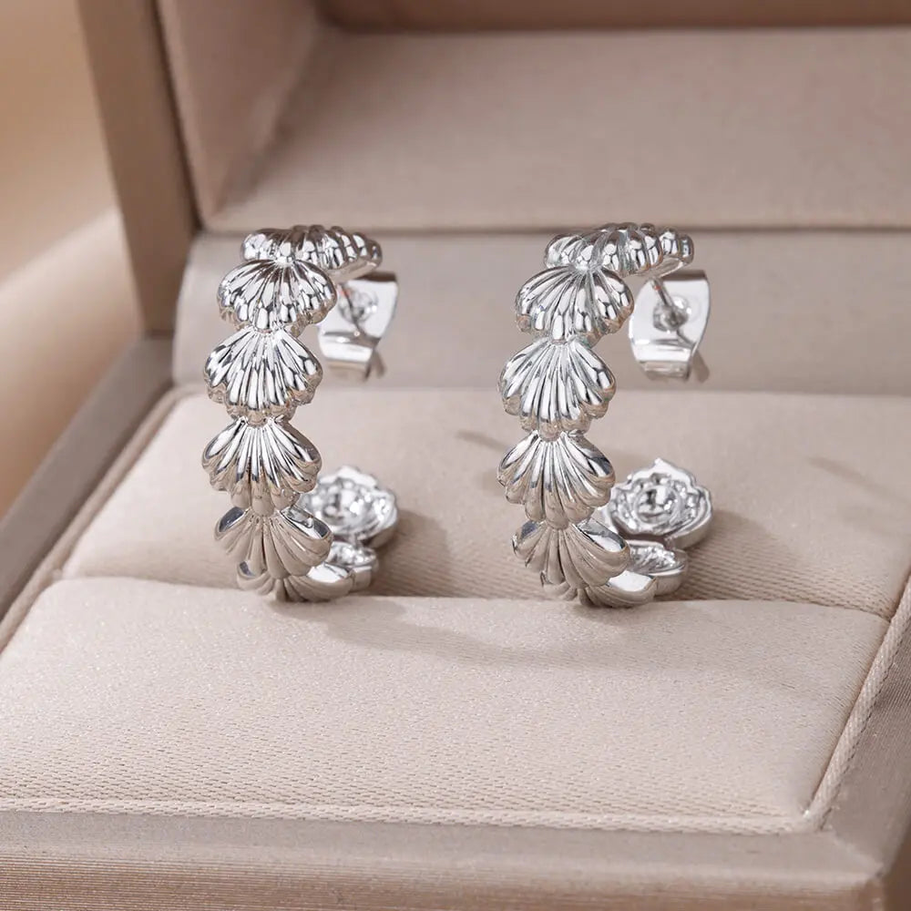 Muschel-Ohrringe für Damen in Silber