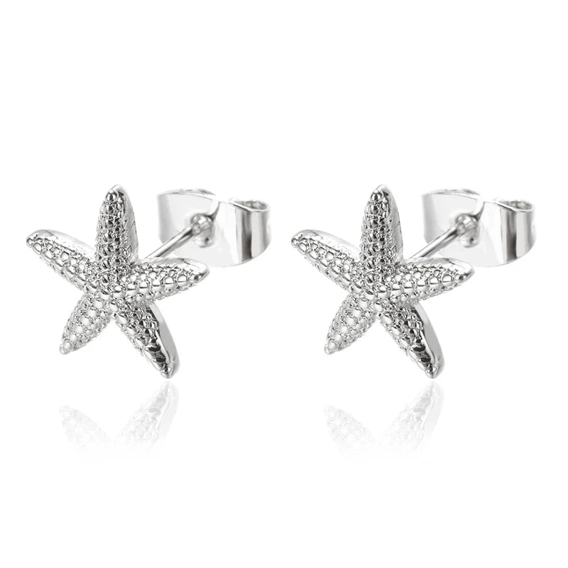 Muschelohringe für Damen, Seestern, Silber
