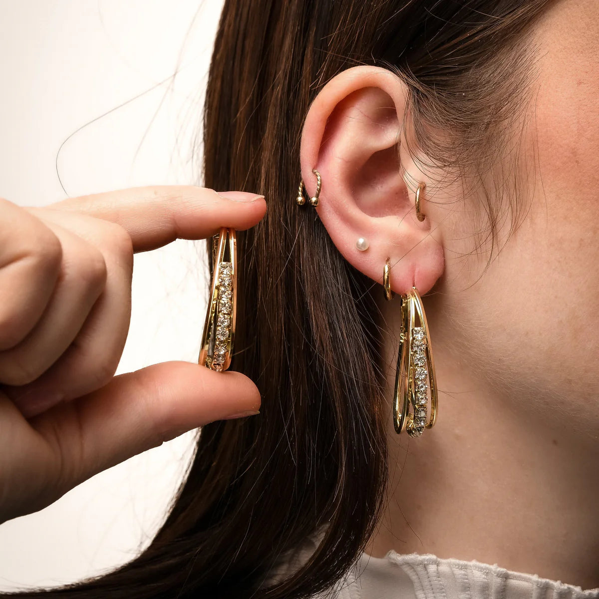 Creolen-Ohrringe mit Strass Gold 