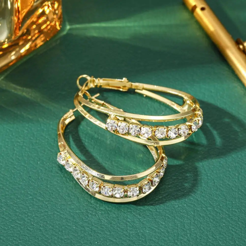 Creolen-Ohrringe mit Strass Gold 