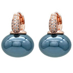 Creolen-Ohrringe mit blauer Perle und Zirkon in Gold und Blau