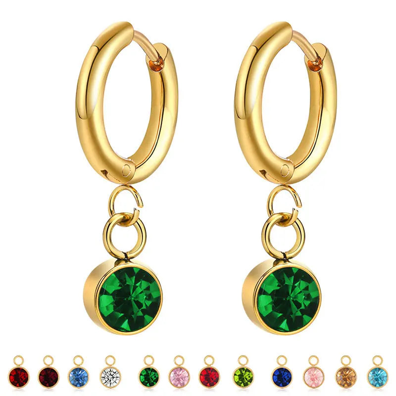 Creolen-Ohrringe mit Zirkon Geburtsstein