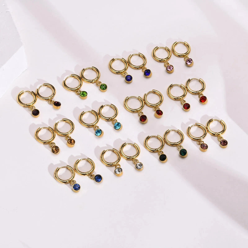 Creolen-Ohrringe mit Zirkon Geburtsstein