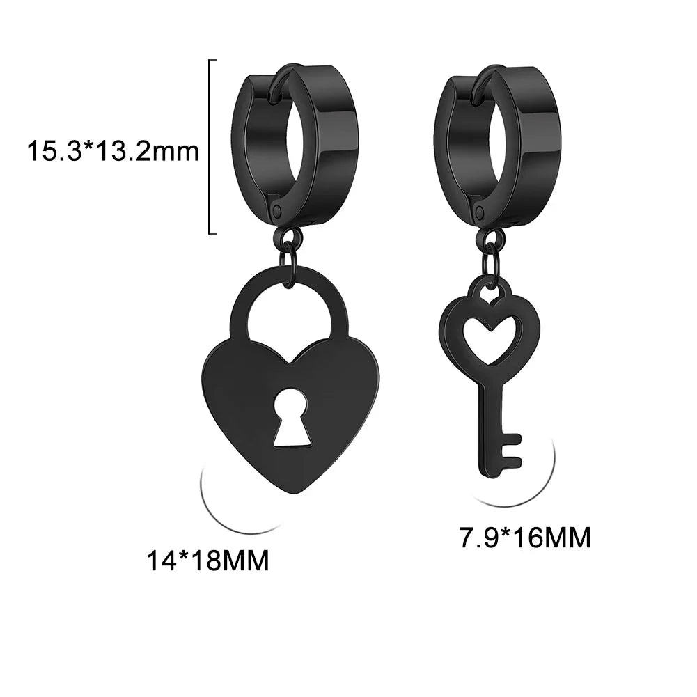 Creolen-Ohrringe mit Schlüssel und Vorhängeschloss