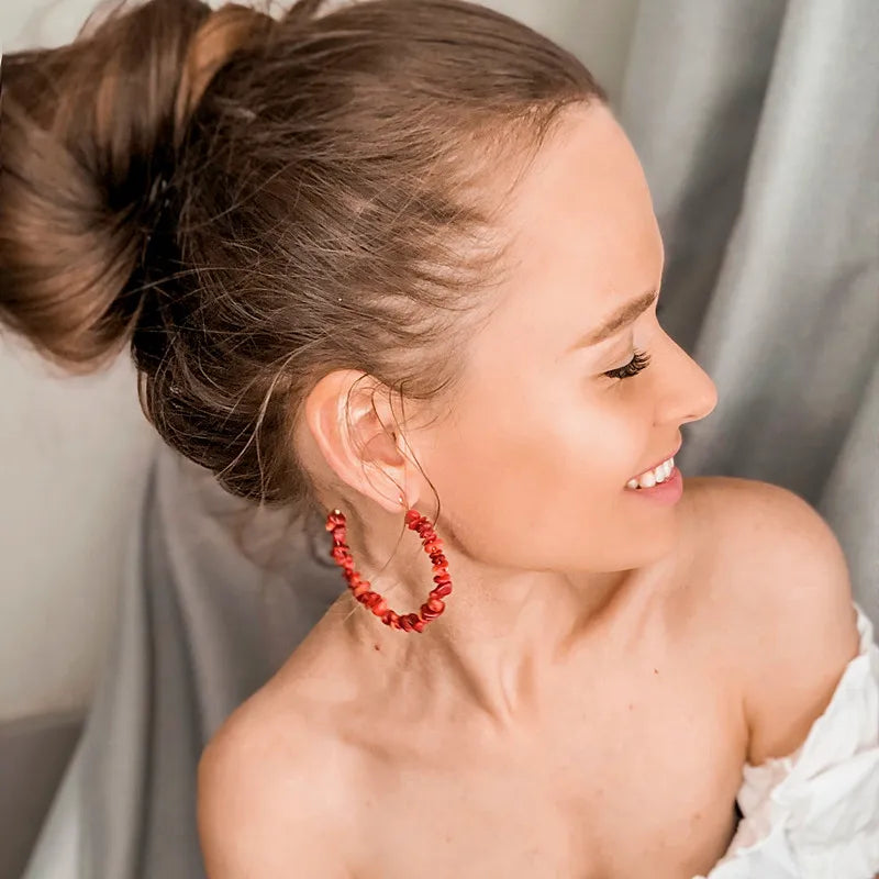 Creolen-Ohrringe Koralle rot