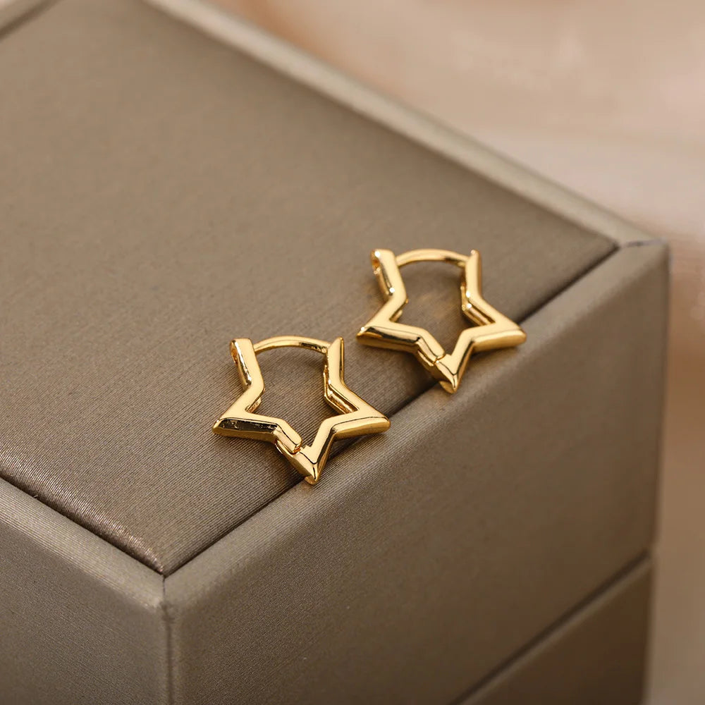 Geometrische Stern-Creolen aus Gold