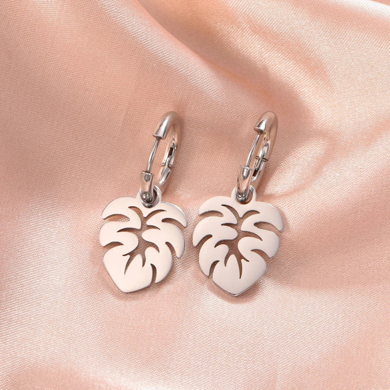 Creolen Ohrringe Palmenblatt Silber
