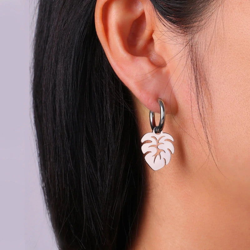 Creolen Ohrringe Palmenblatt Silber