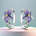 Creolen-Ohrringe mit violetter Irisblüte