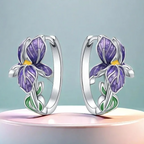 Creolen-Ohrringe mit violetter Irisblüte