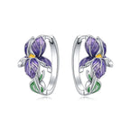 Creolen-Ohrringe mit violetter Irisblüte