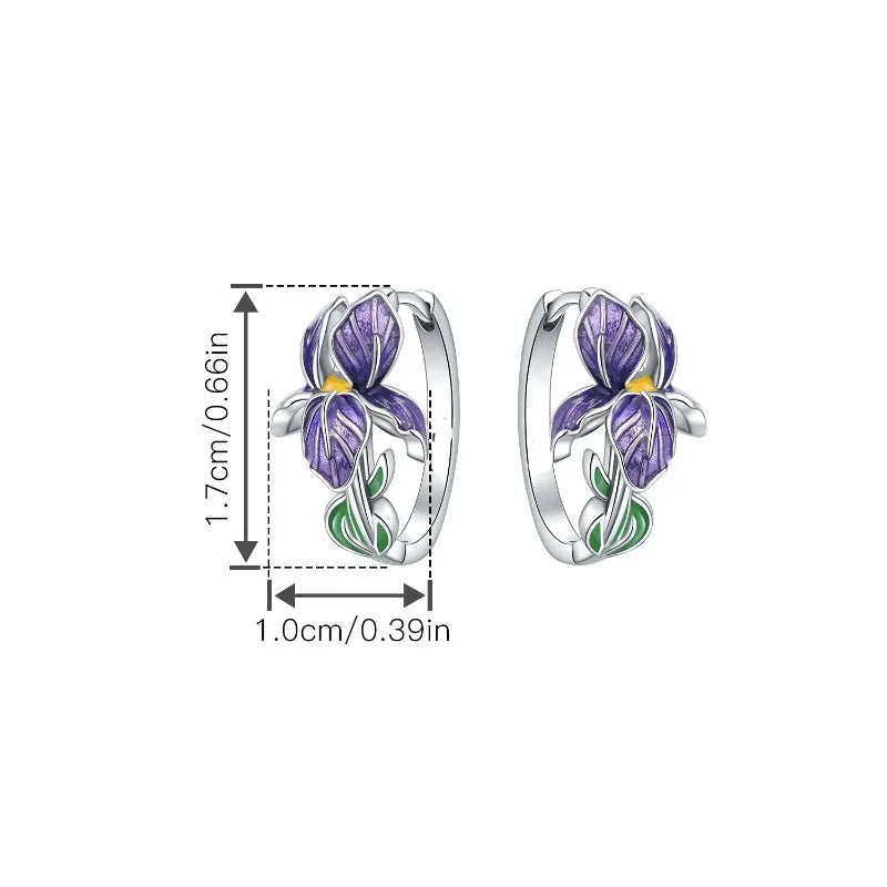 Creolen-Ohrringe mit violetter Irisblüte