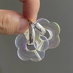 Creolen-Ohrringe mit Blumen aus Harz