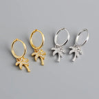 Creolen-Ohrringe Palme mit Zirkon silber