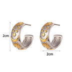 Retro Sonnen Creolen Ohrringe Silber