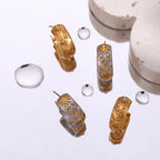 Retro Sonnen Creolen Ohrringe Gold