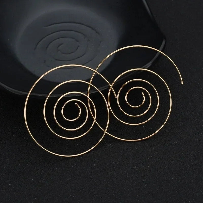 Damen Creolen Spiral Ohrringe Gold