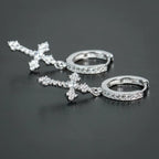 Diskrete Kreuz-Ohrringe für Männer und Frauen Silber Stil 1