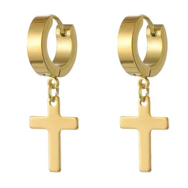 Kreuz-Ohrringe für Herren und Damen in Gold