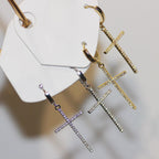 Kreolen-Ohrringe Kreuz Zirkon 