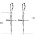 Kreolen-Ohrringe Kreuz Zirkon 