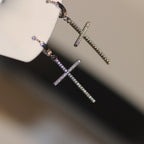 Kreolen-Ohrringe Kreuz Zirkon 