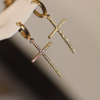 Kreolen-Ohrringe Kreuz Zirkon 