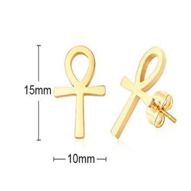 Ohrringe Ägypten Ankh-Kreuz Herren Damen Gold