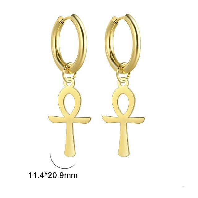 Ägyptische Ohrringe Ankh-Kreuz Frau 