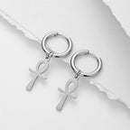 Ägyptische Ohrringe Ankh-Kreuz für Damen Silber