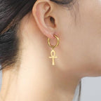 Ägyptische Ohrringe Ankh-Kreuz für Damen Gold