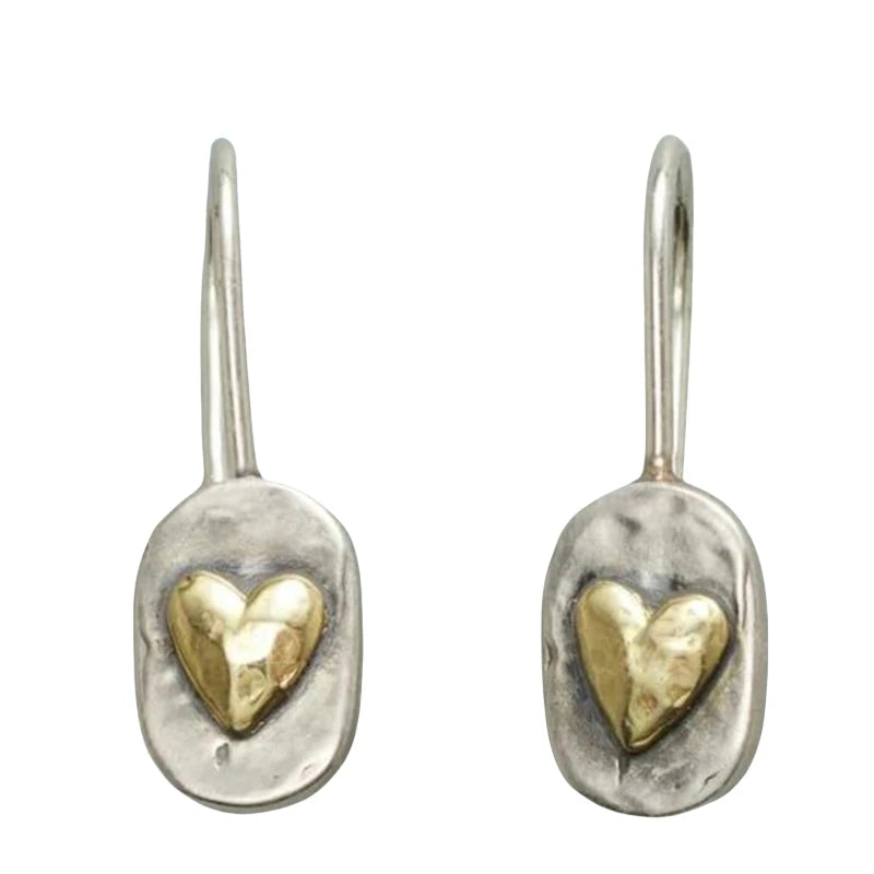 Boucles d'oreilles en cœur couleur argent et or