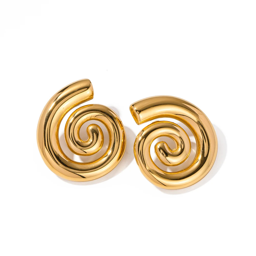 Ohrstecker in gewölbter Spiralform Gold