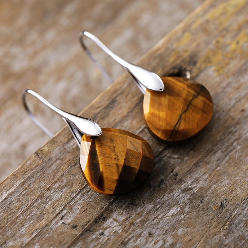 Damenohrringe Tigerauge Silber