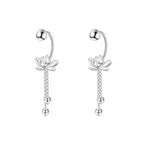 Ohrringe Damen Hängend Lotusblume Versilbert 